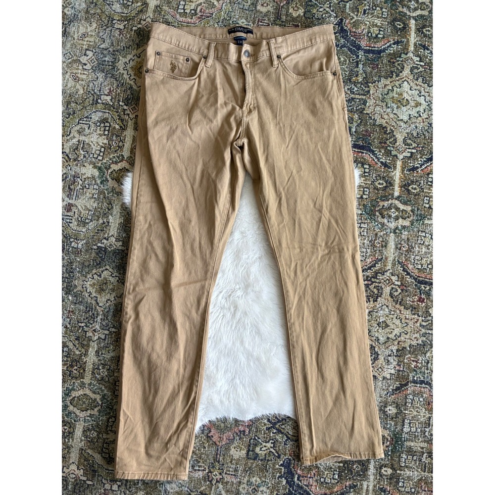 US Polo Assn Stretch Khaki Straight Leg Pants Mens Size 36x32 Casual Office
